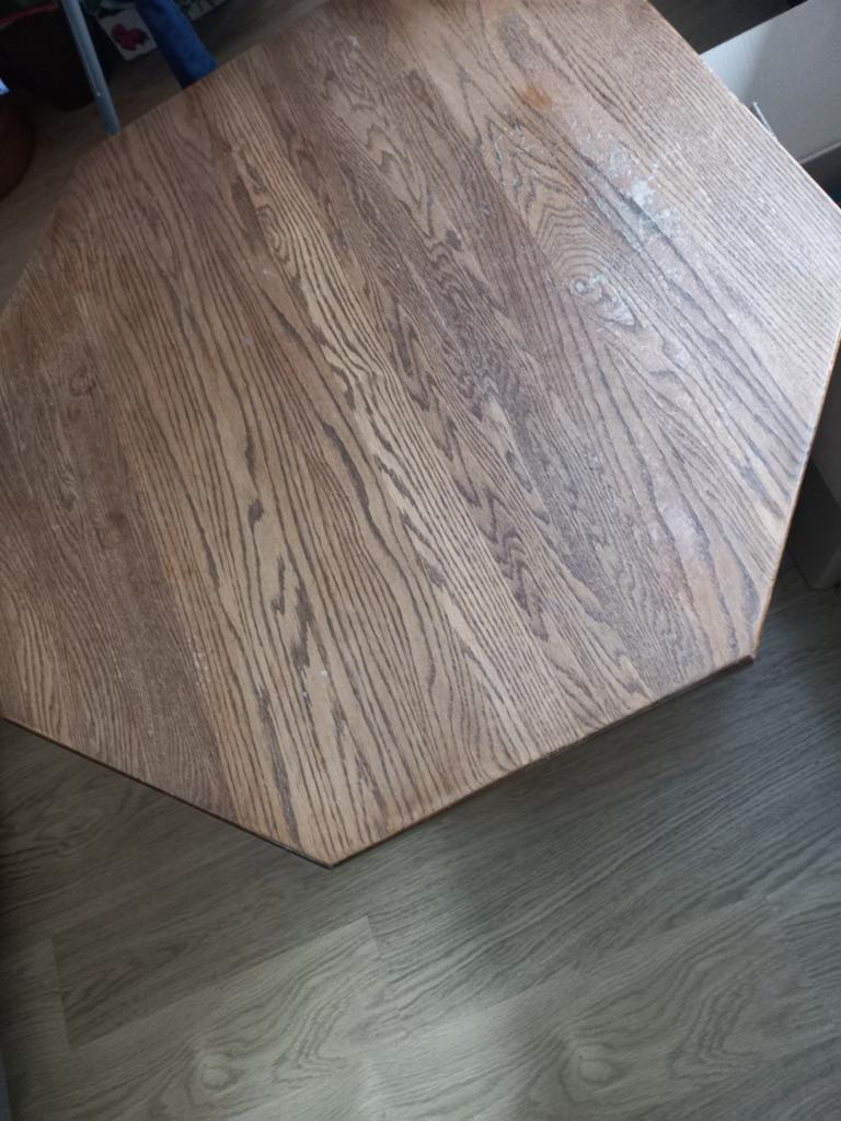 Unieke 8-hoekige salontafel van hout, Ophalen, Gebruikt, 50 tot 100 cm, Klassiek