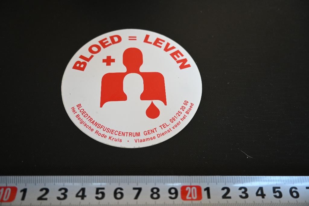 sticker België Gent Bloed = Leven Rode kruis, Ophalen, Zo goed als nieuw, Sticker