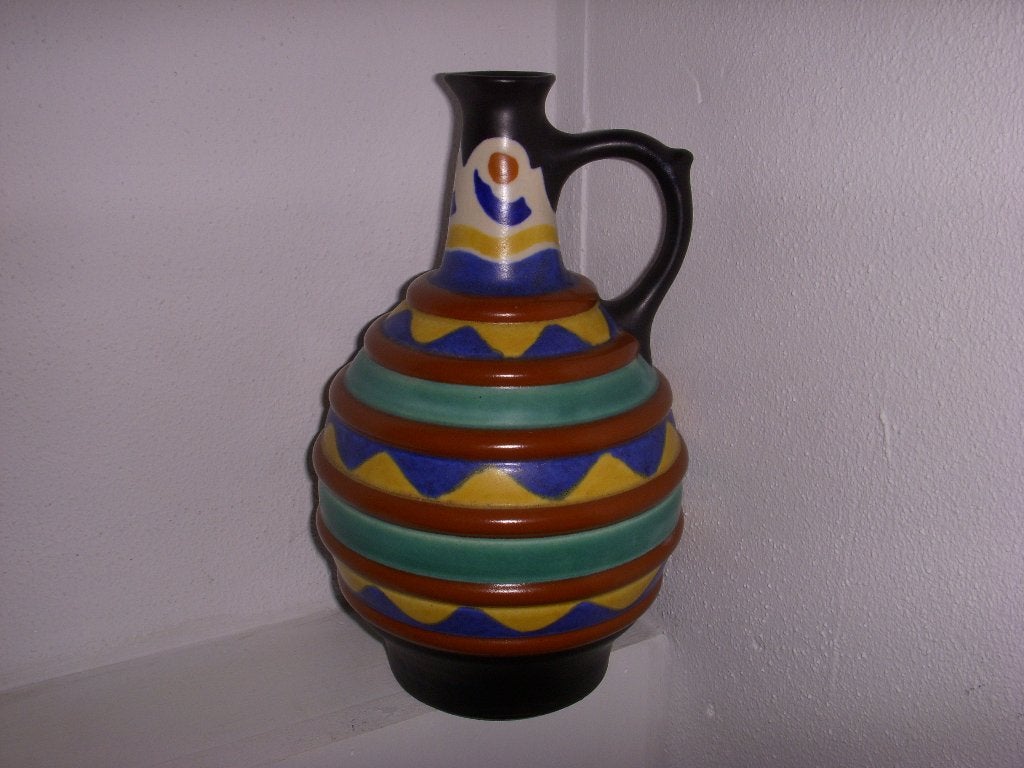 Puntgave Platelen vaas Plateelbakkerij Zuid Holland 1930, Antiek en Kunst, Antiek | Keramiek en Aardewerk, Ophalen of Verzenden