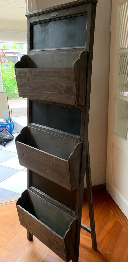tijdschriftenrek / lectuurbak vintage, Wandmontage, Ophalen, Gebruikt, Hout