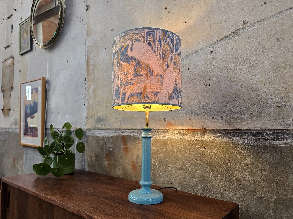 Mid Century Design Tafellamp | Vintage Lamp Nieuwe Kap Blauw, Blauw, Gebruikt, Vintage, Met schakelaar