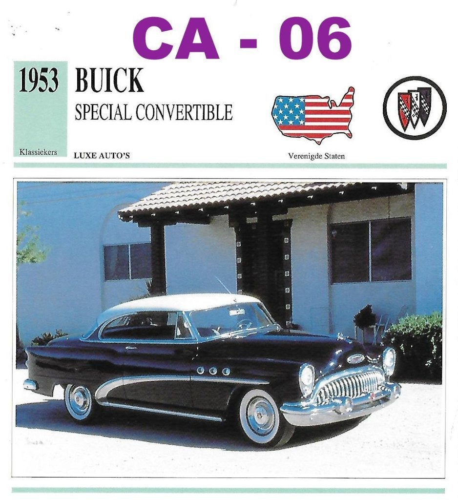 Ca6 Autokaart Buick Special Convertible ( 1953, Ophalen of Verzenden, Zo goed als nieuw, Auto's