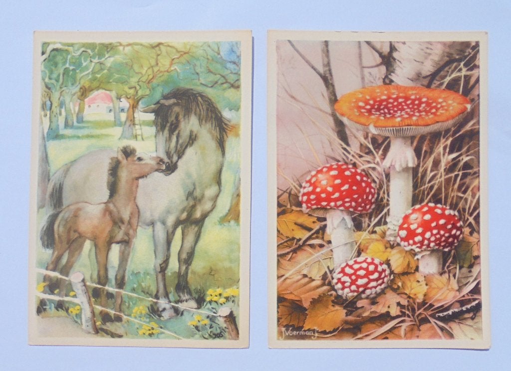 Twee kaarten tbv Kinderpostzegelactie: "Voor het Kind"., Ophalen of Verzenden, 1940 tot 1960, Ongelopen, Zuid-Holland