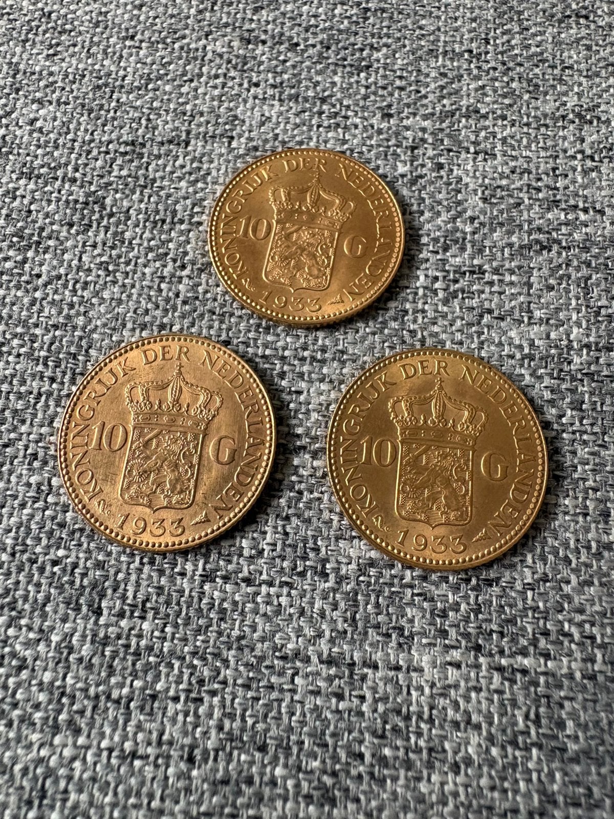 3 gouden tientjes, Postzegels en Munten, Munten | Nederland, Setje, Koningin Wilhelmina, 10 gulden, Goud