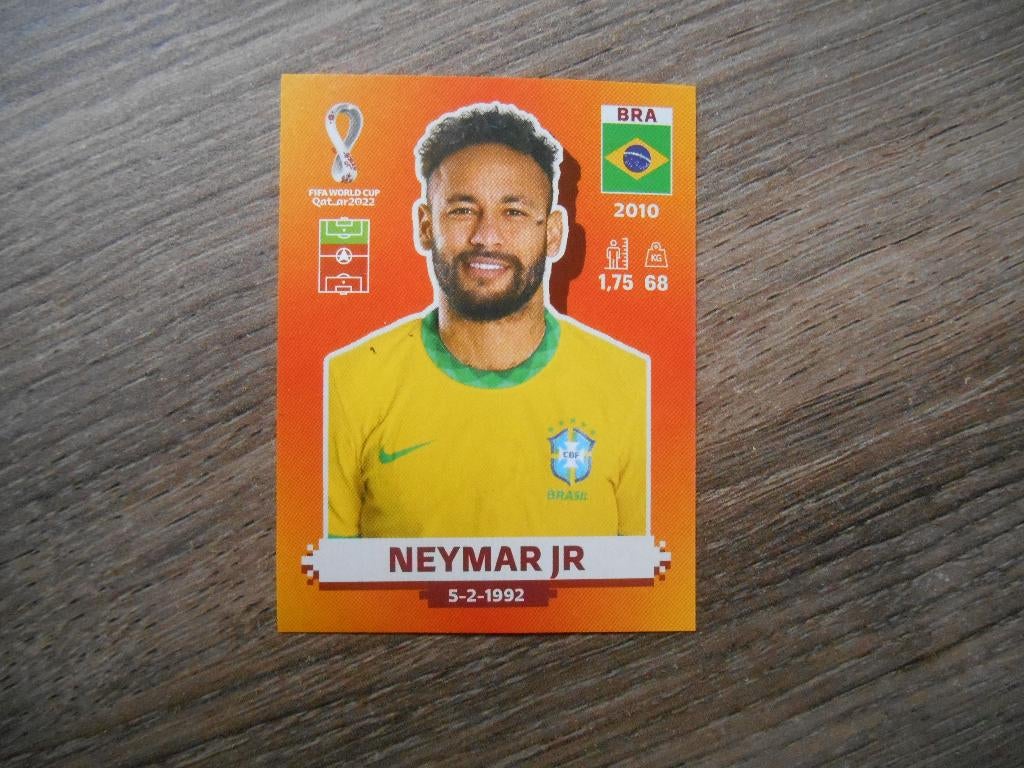 Neymar voetbalplaatje WK 2022 Qatar Oranje editie, Ophalen of Verzenden, Nieuw, Buitenlandse clubs, Poster, Plaatje of Sticker