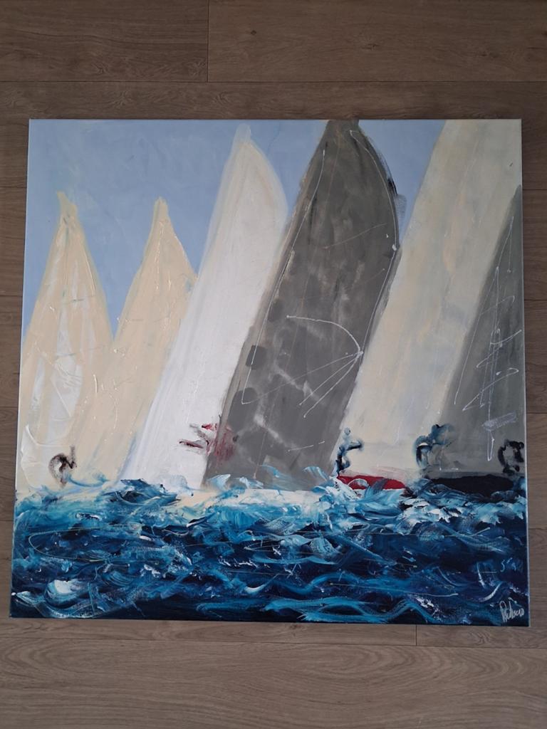 Schilderij zeilboten, Ophalen