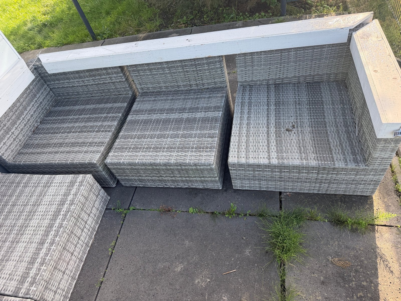 Grijze Wicker Loungeset - Modulair en Comfortabel, Tuin en Terras, Gebruikt, Meer dan 8 zitplaatsen, Ophalen of Verzenden, Loungeset
