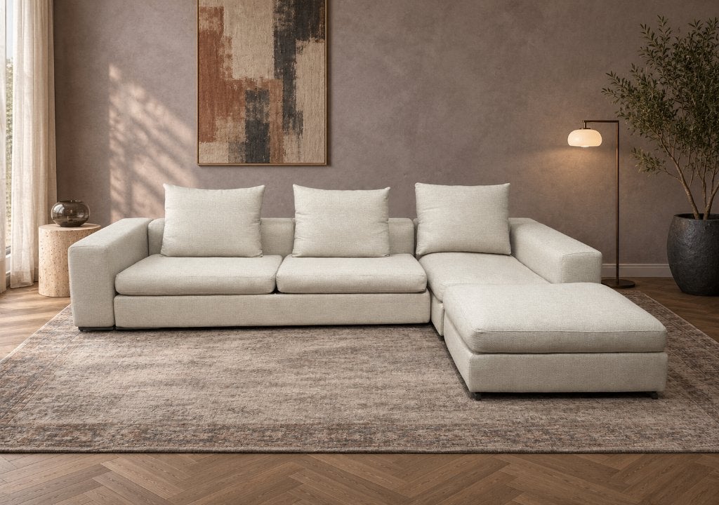 NIEUW GESTOFFEERD Flexform Groundpiece Hoekbank + GARANTIE, Huis en Inrichting, Design Bank Bankstel Zetel Hoekbank Flexform, Flexform