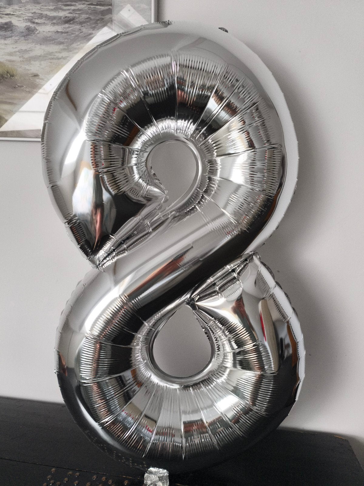 Grote zilveren cijferballon '8' - Gratis af te halen, Ophalen, Zo goed als nieuw, Versiering, Verjaardag