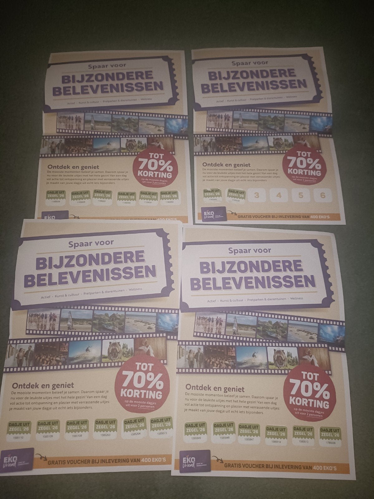 Ekoplaza   volle spaarkaarten met uitjes zegels, Hobby en Vrije tijd, Spaarzegeltjes, Ophalen, Winkel, Super of Benzinepomp, Zegels, Bonnen of Punten