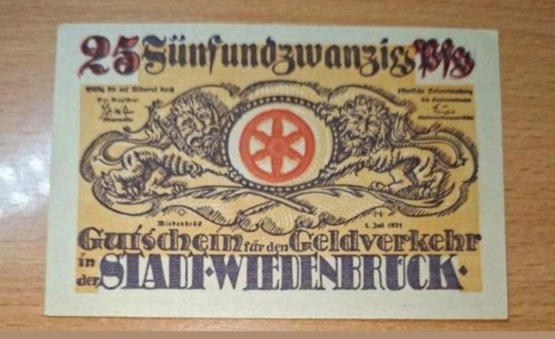 Duits Notgeld Wiedenbrück Noodgeld, Postzegels en Munten, Bankbiljetten | Europa | Niet-Eurobiljetten, Ophalen of Verzenden, Duitsland