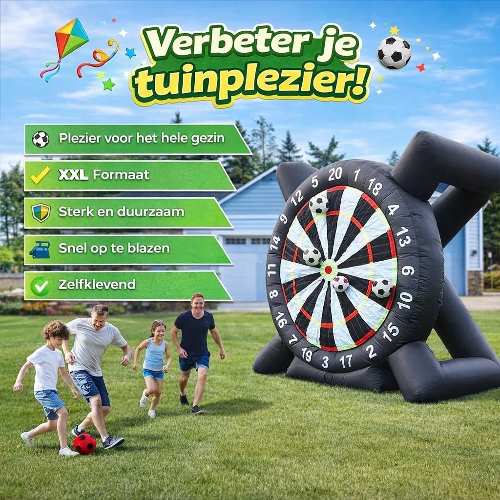 Voetbal darts XL opblaasbaar dartbord 3 meter - complete set, Ophalen of Verzenden, Nieuw