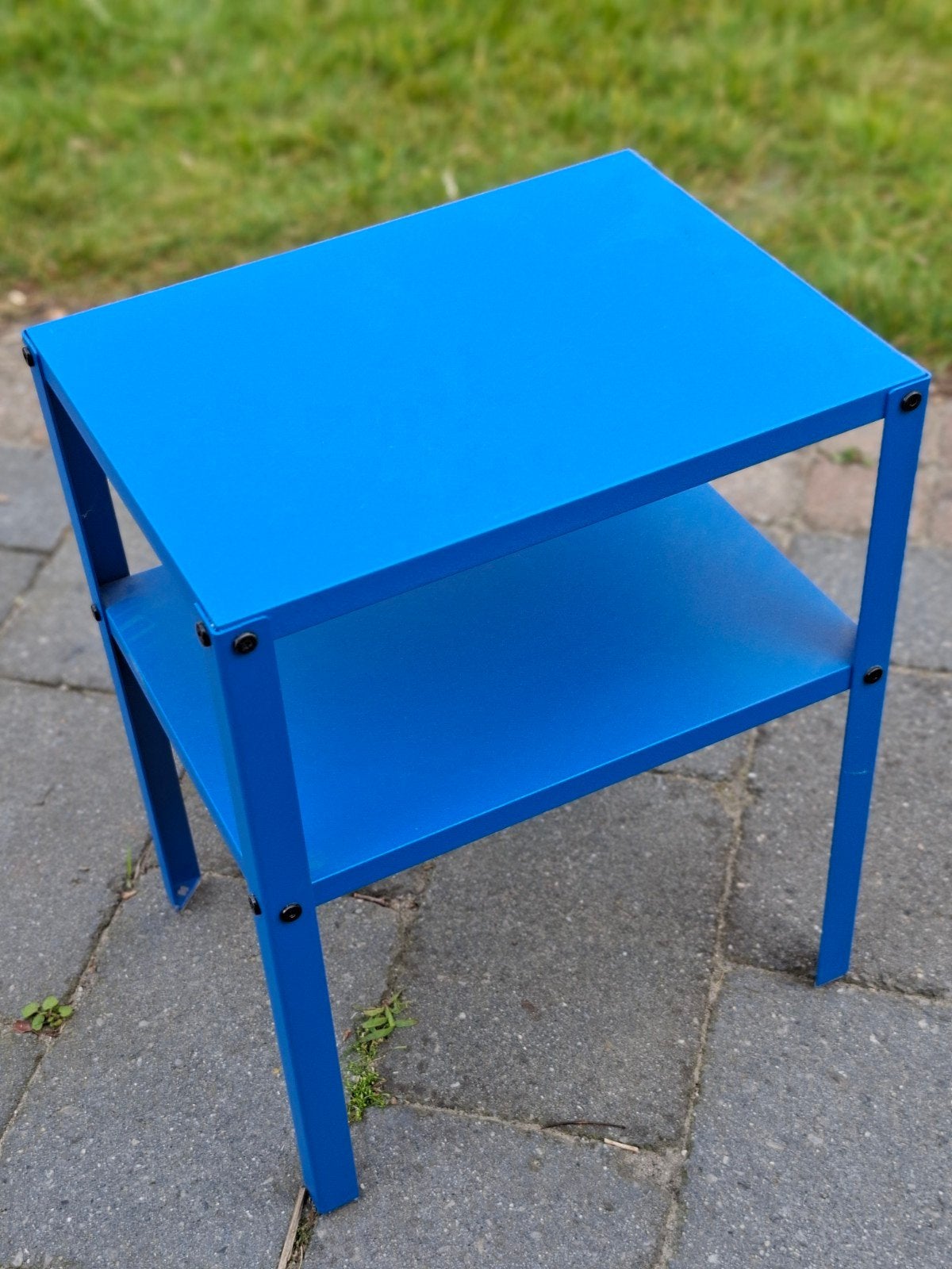 Ikea Nachtkastje Blauw Metaal - 42x34x52 cm, Ophalen, Gebruikt, Minder dan 45 cm, Metaal of Aluminium