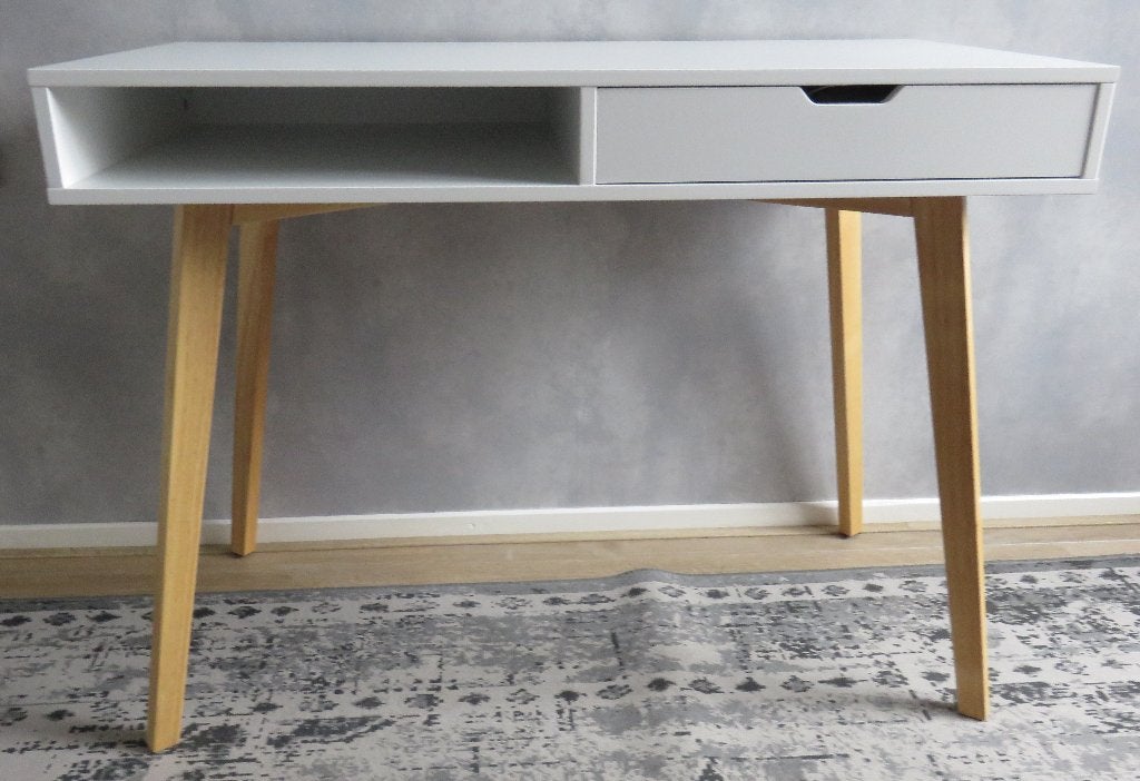 Mooi wit buro met blank hout, Huis en Inrichting, Ophalen, Zo goed als nieuw, Hout