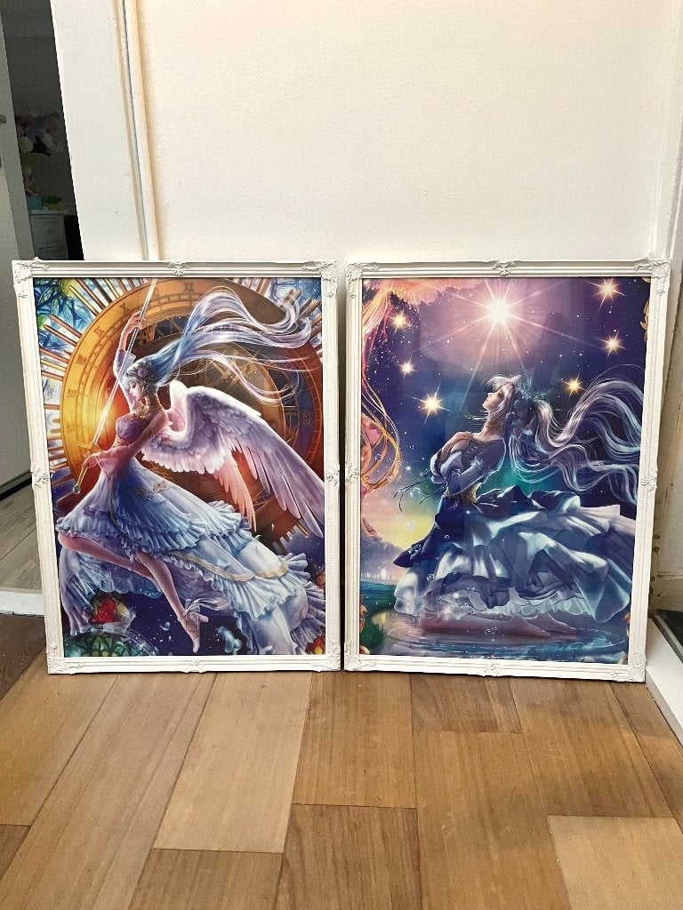 Witte lijsten met fantasy posters, Huis en Inrichting, Gebruikt, Posterlijst, Wit, Ophalen