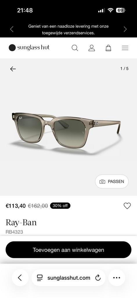 Ray-Ban RB4323, Zonnebril, Ophalen of Verzenden, Zo goed als nieuw, Ray-Ban