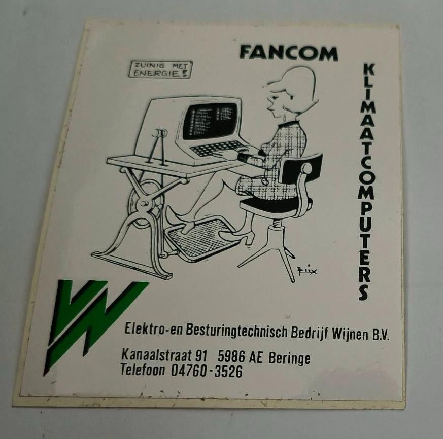 Sticker Fancom klimaatcomputers. Wijnen b.v Beringe, Ophalen of Verzenden, Nieuw, Bedrijf of Vereniging