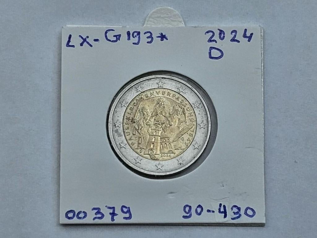 2-euromunt Duitsland (D) D 2024 Herdenking LX-G193*, Ophalen of Verzenden, Duitsland, 2 euro, Losse munt