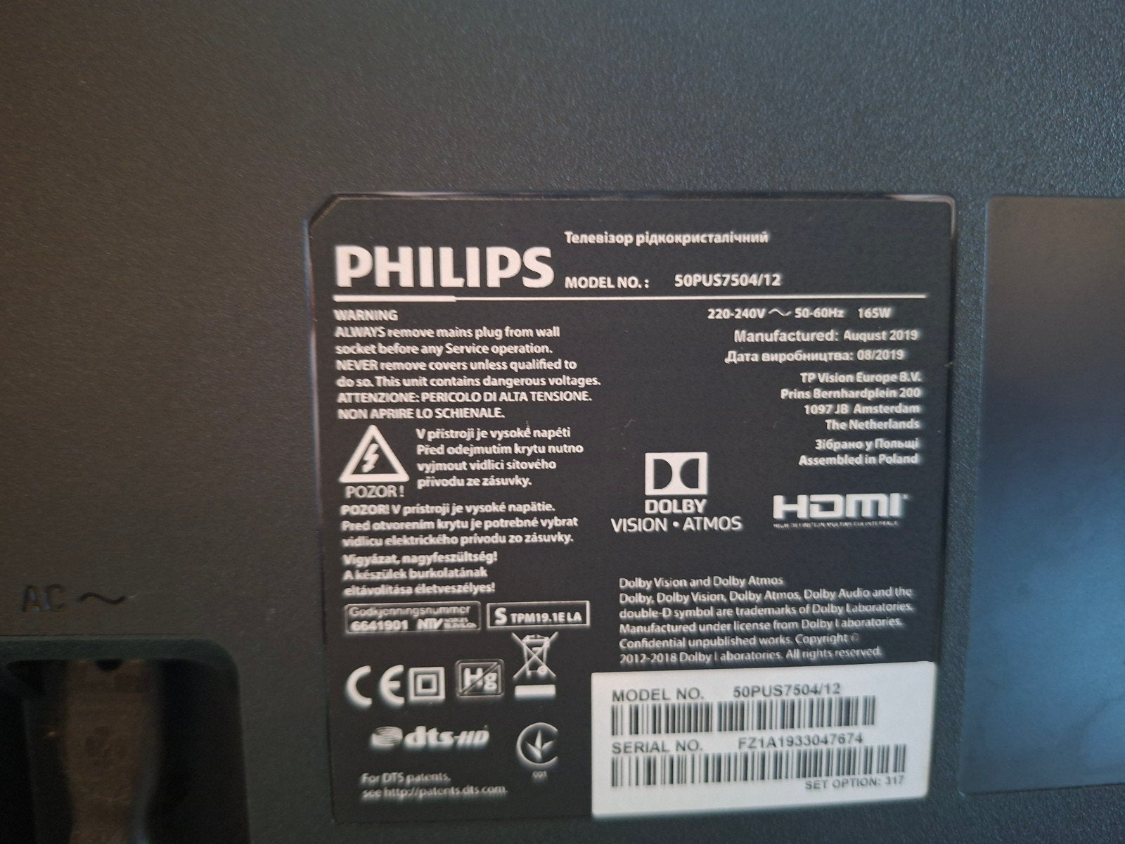 tv, Ophalen, 100 cm of meer, 50 Hz, Philips