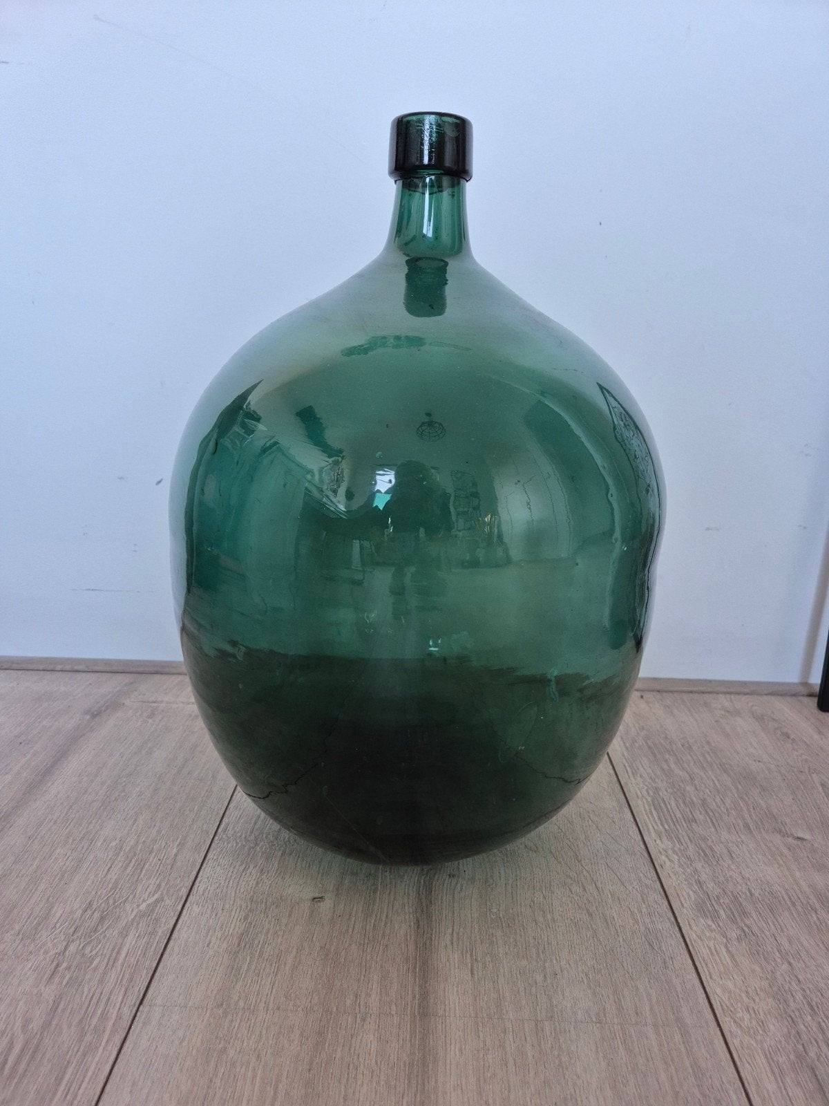 Prachtige mooie groene bol fles, Ophalen, Zo goed als nieuw, Groen, Glas