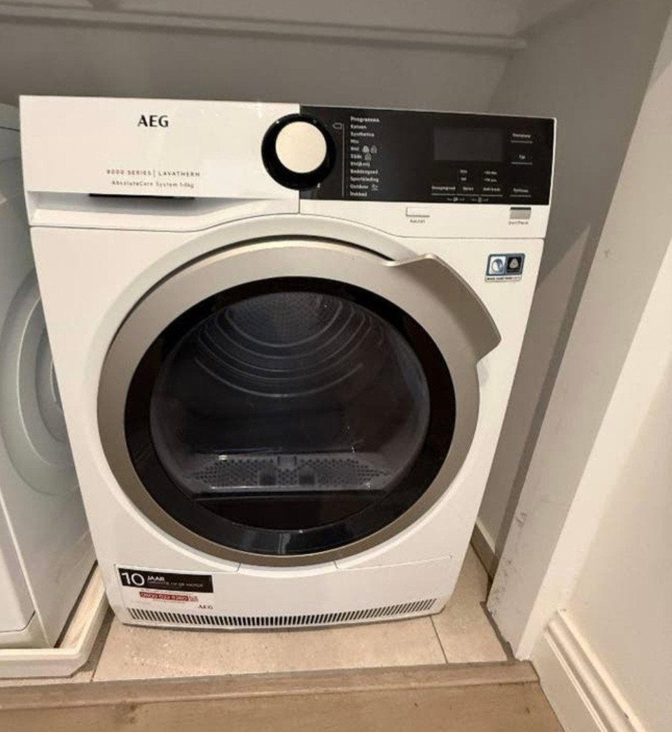 zgan aeg warmtepompdroger 8 kg, Witgoed en Apparatuur, Wasdrogers, Ophalen, 6 tot 8 kg, Overige typen, Zo goed als nieuw