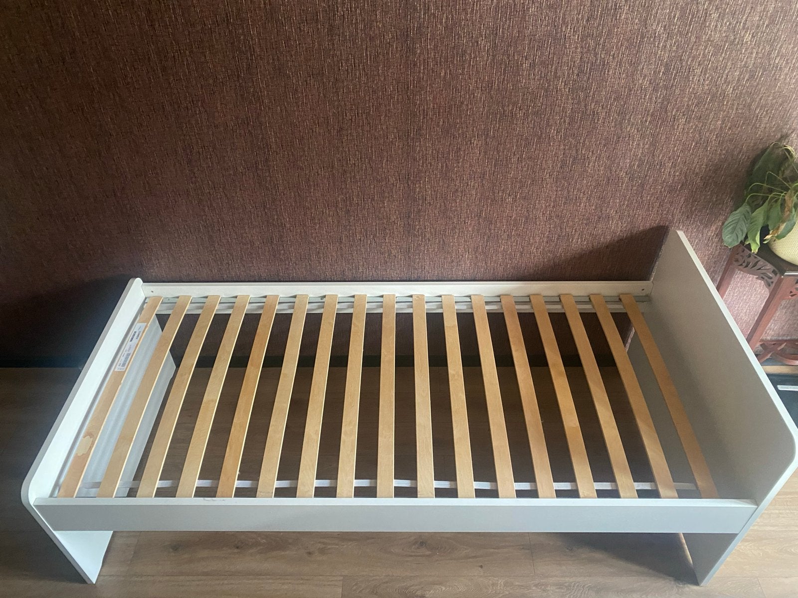 Eenpersoonsbed met lattenbodem - Wit, Ophalen, Gebruikt, 90 cm, Eenpersoons