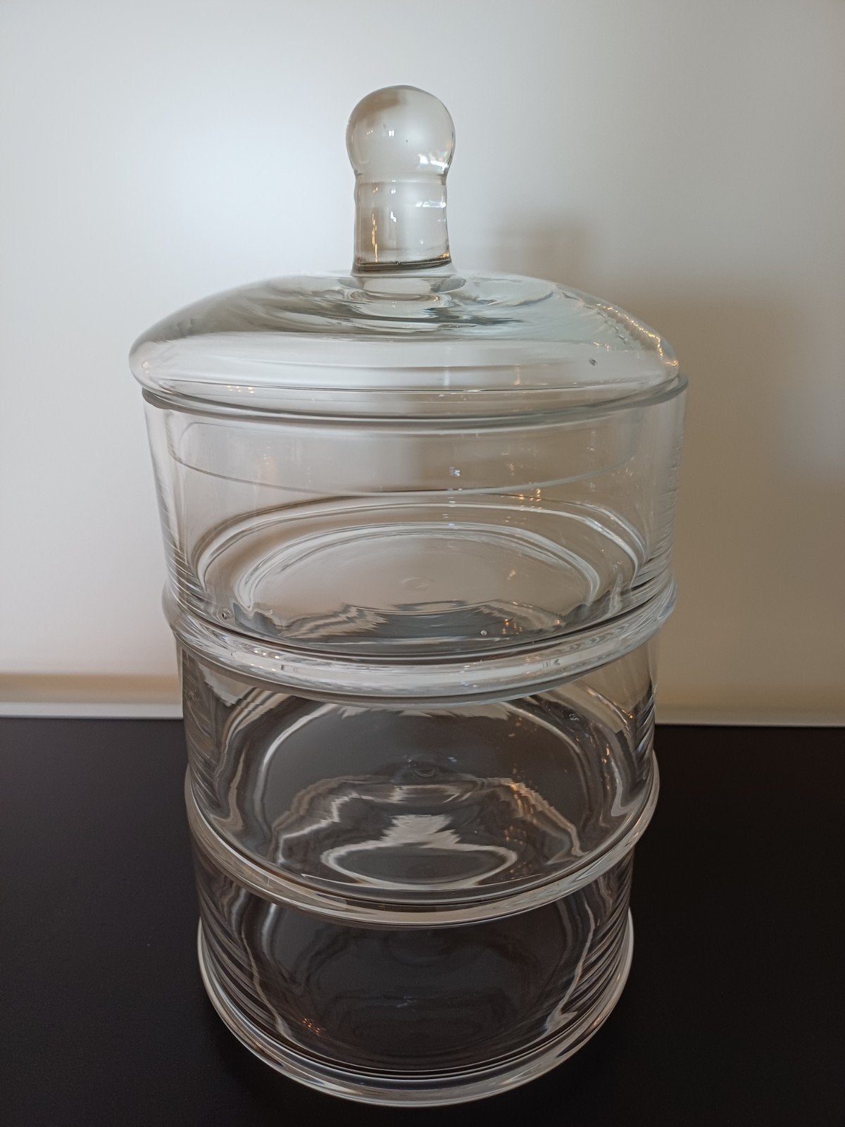 Glazen stapelbare pot met deksel - 3 lagen, Glas, Ophalen of Verzenden, Zo goed als nieuw, Voorraadpot