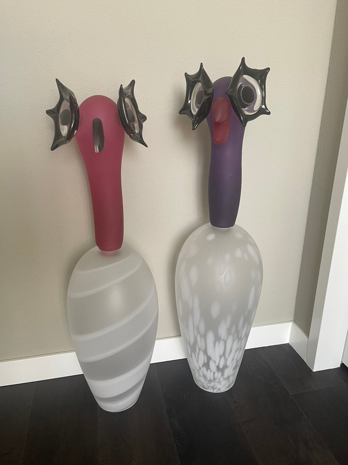Luxe Glaskunst ”Flamingo” set - nieuwstaat!, Antiek en Kunst, Ophalen of Verzenden
