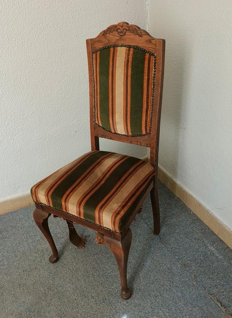 Eiken eetkamer Stoel houtsnijwerk Jugendstil, Antiek en Kunst, Antiek | Meubels | Stoelen en Banken, Ophalen