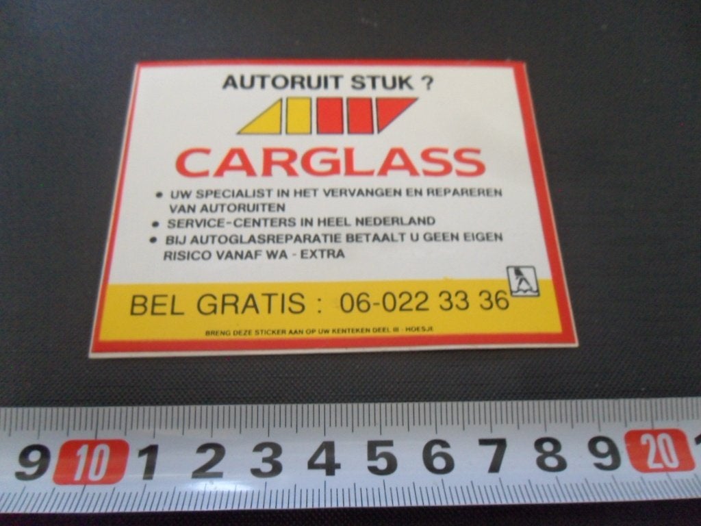 sticker Autoruit stuk ?  CARGLASS, Verzamelen, Stickers, Ophalen, Zo goed als nieuw