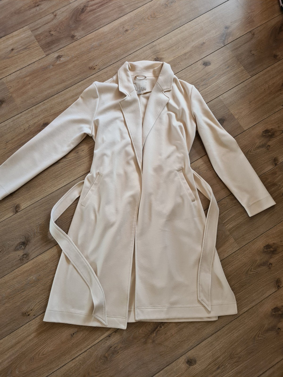 Nieuw ecru beige lange jas van Amisu Mt 40, Maat 38/40 (M), Beige, Nieuw, Ophalen of Verzenden