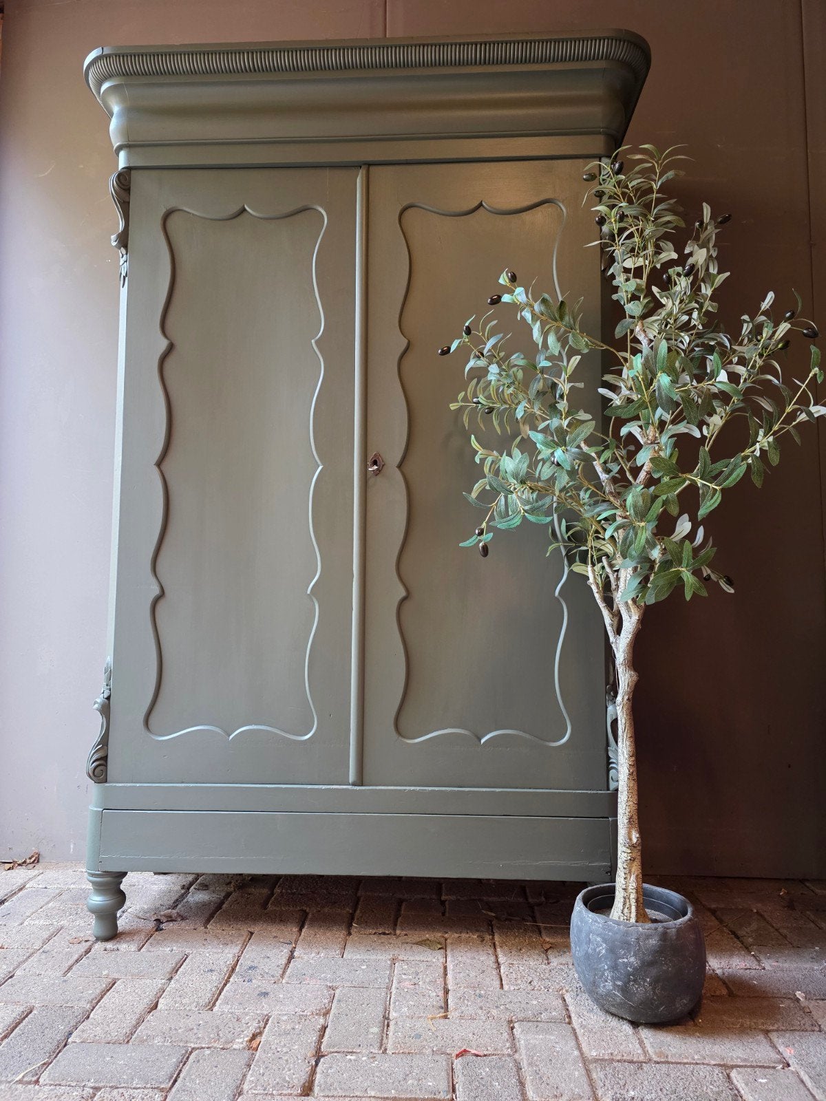 Groene biedermeier meidenkast kledingkast DEMONTABEL BEZ MOG, Ophalen of Verzenden