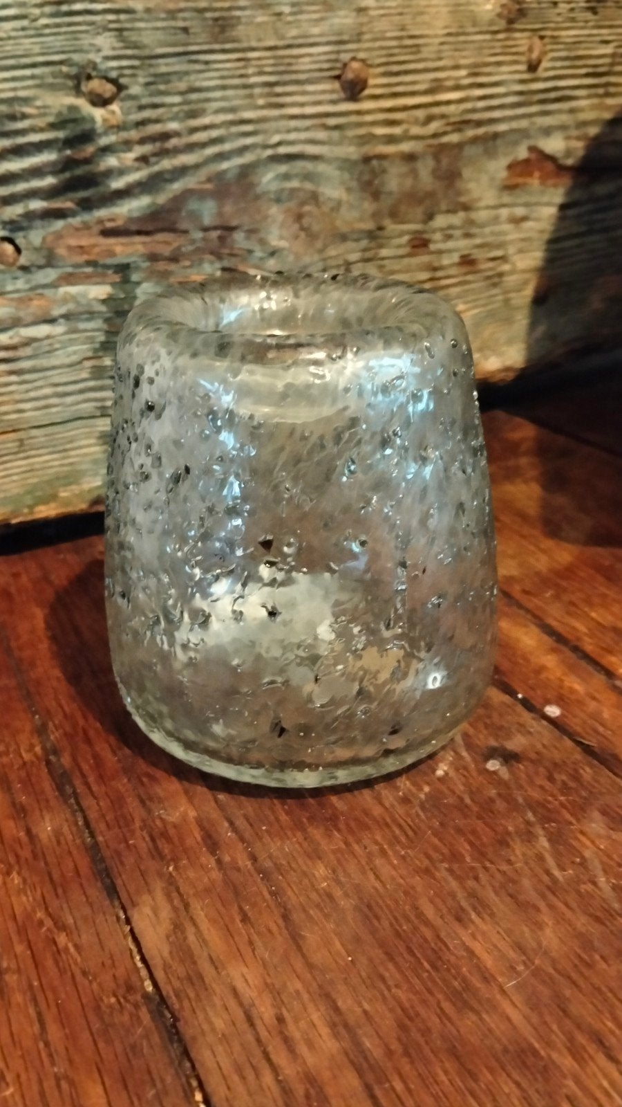 Klein windlichtje kandelaar waxineglas ptmd brocante, Gebruikt, ., Ophalen of Verzenden, Glas