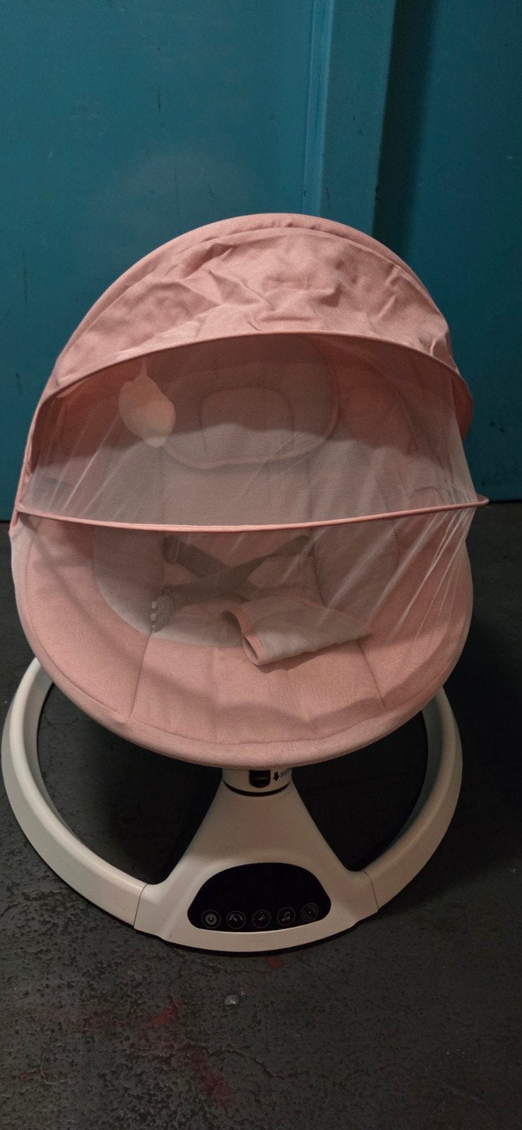 Roze babywieg/schommelstoel met muggennet, Ophalen, Zo goed als nieuw
