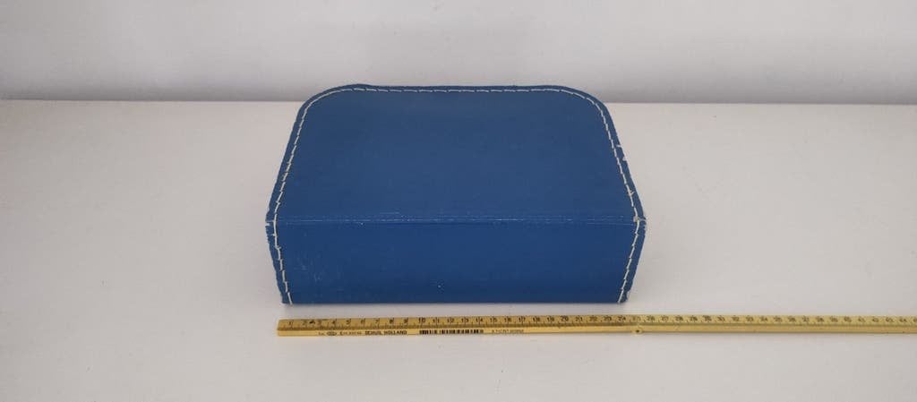 K699 VINATGE kinderkoffer van geperst karton blauw, jaren 60, Overige materialen, Gebruikt, Onbekend, Minder dan 50 cm