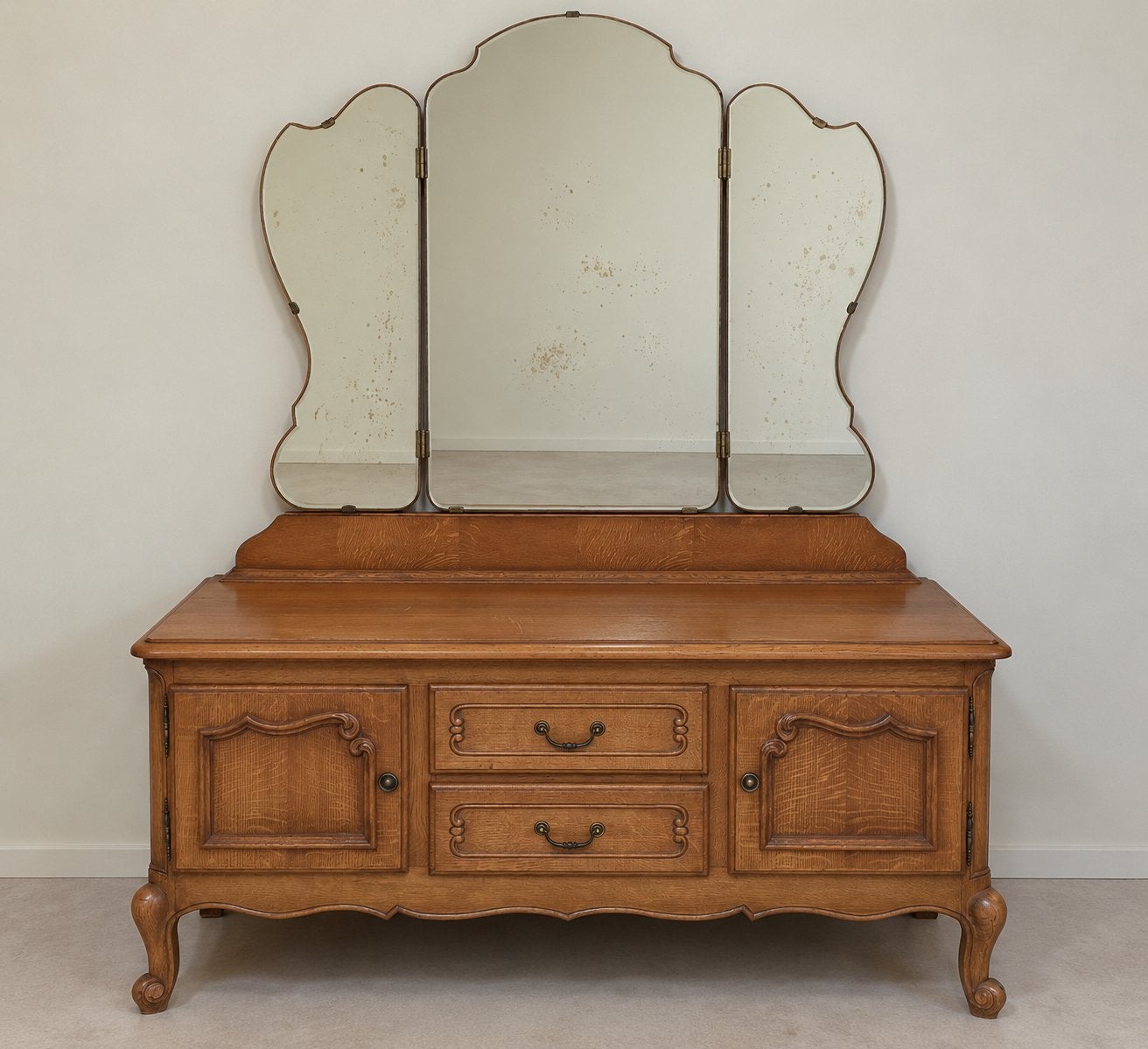 GRATIS vintage houten kaptafel / dressoir met spiegel, Huis en Inrichting, Ophalen, Gebruikt, 100 tot 150 cm, 150 tot 200 cm