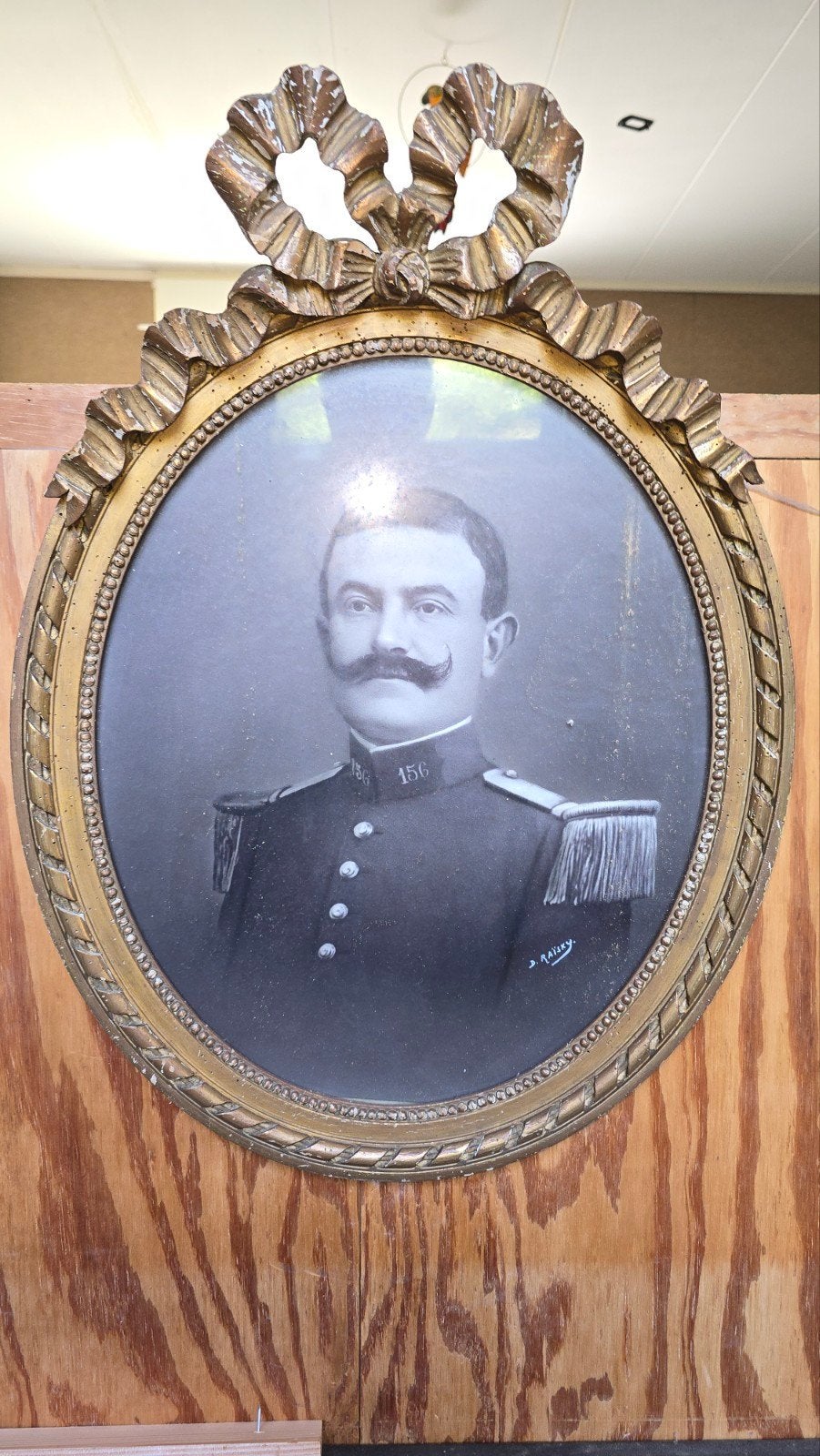 antieke lijst met foto van franse militair, Ophalen of Verzenden