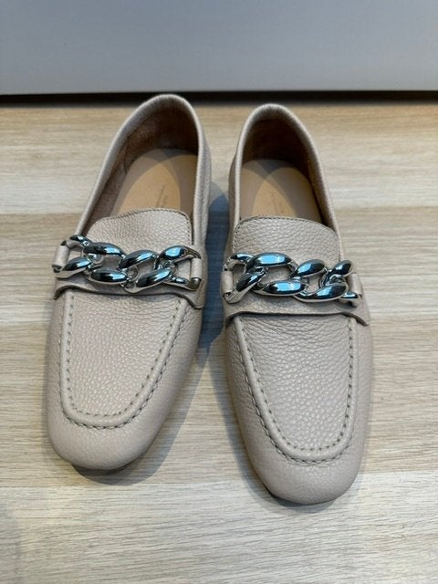 Dames Leren Loafers Maat 38 – Beige – Nieuw, Nieuw, Ophalen of Verzenden, Instappers, Beige