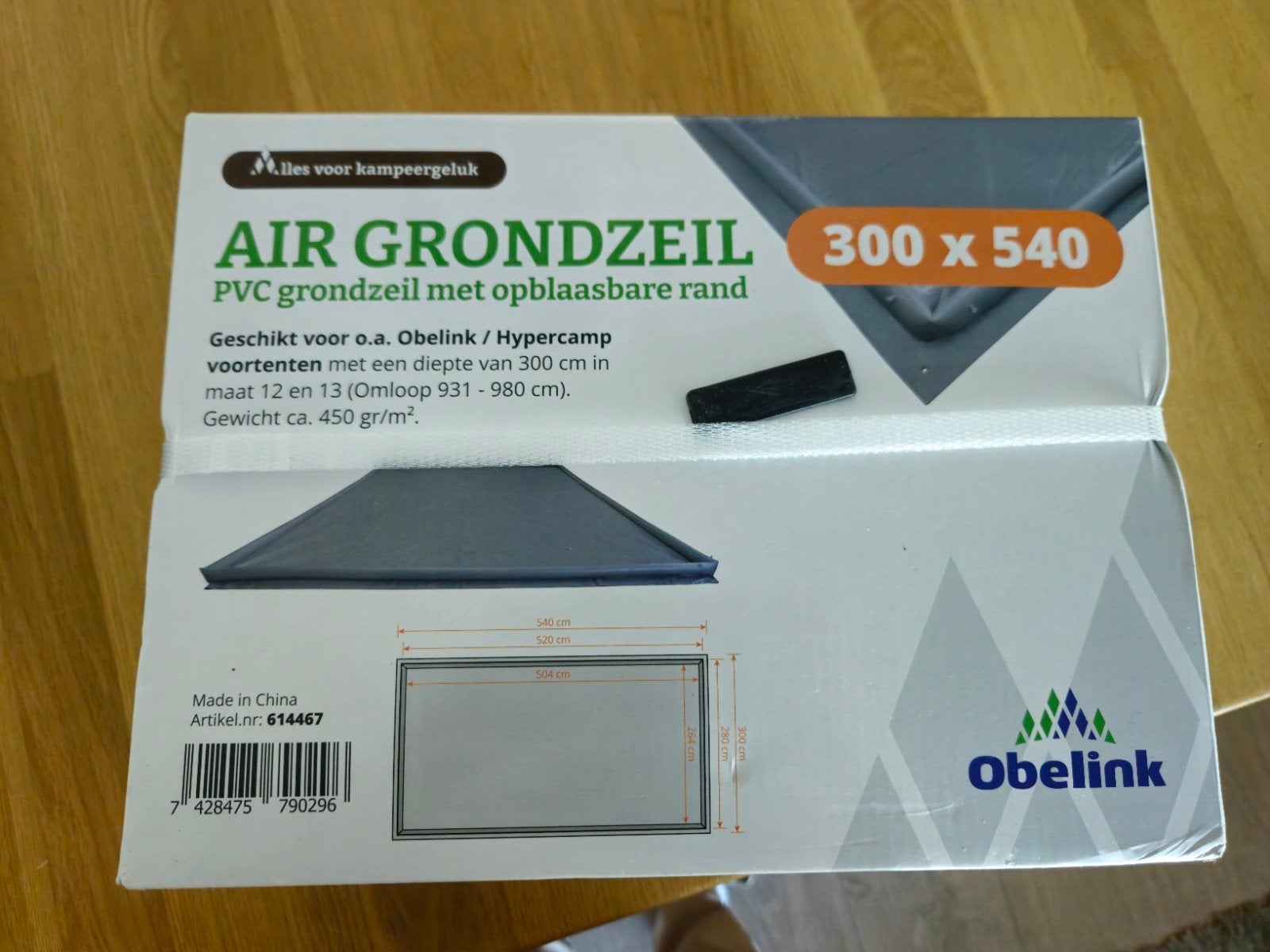 Obelink opblaasbaar grondzeil 300x540, Caravans en Kamperen, Ophalen, Nieuw