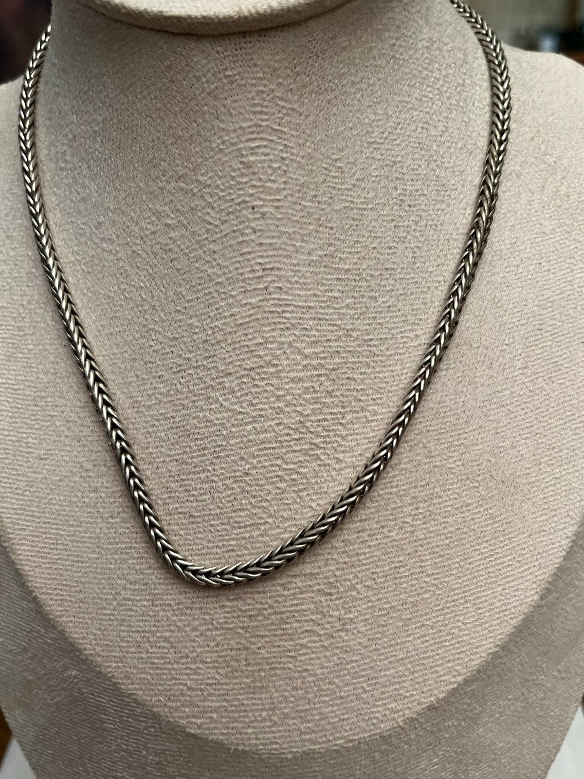 Fraai gekeurd zilveren koord collier - 41 cm, Verzenden, Zo goed als nieuw, Zilver
