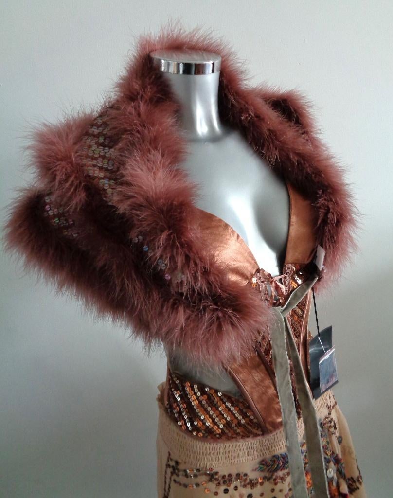 Jorando Italy designer stola met veren, NIEUW kaartjes, Maat 38/40 (M), Nieuw, Ophalen of Verzenden, Sjaal