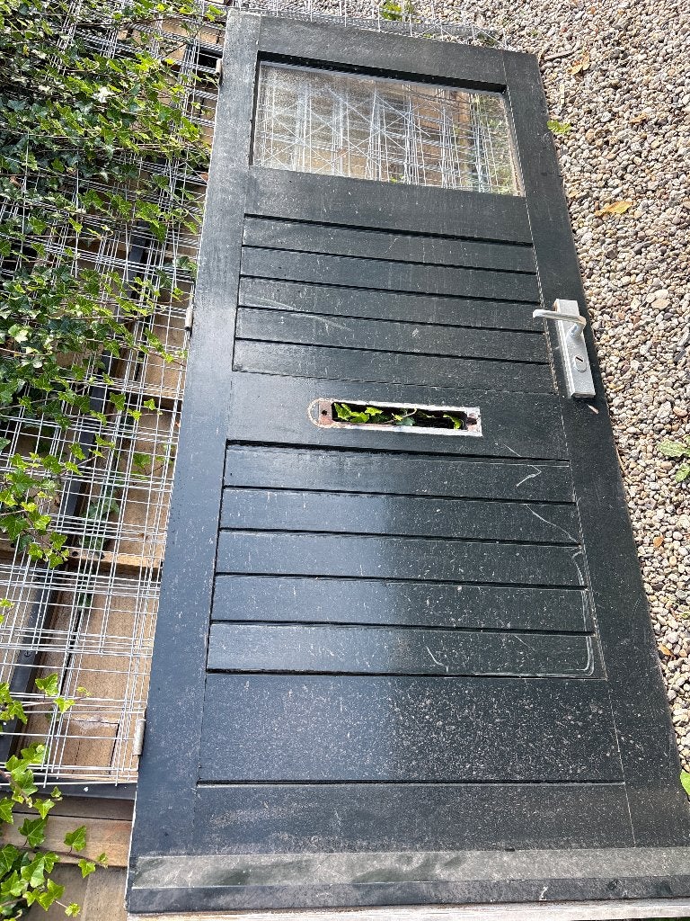 Stevige hardhouten buitendeur, Ophalen, Gebruikt, 80 tot 100 cm, Buitendeur
