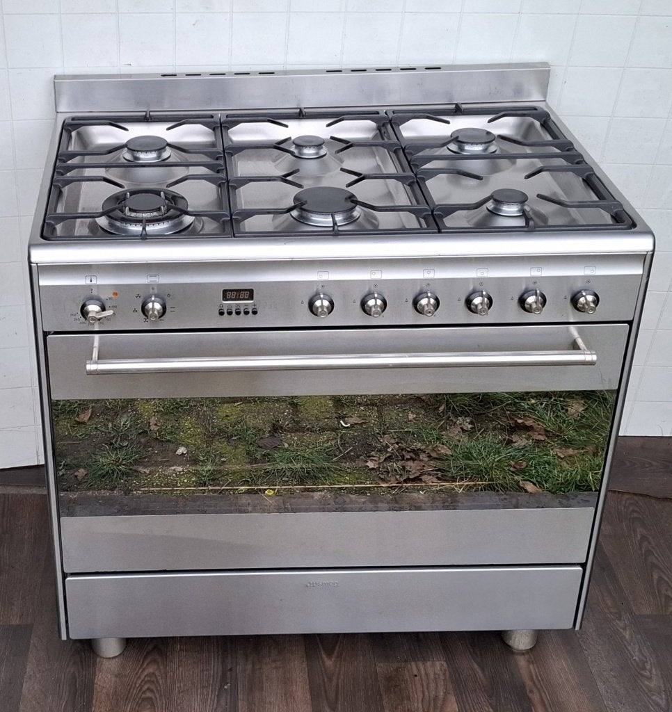 6 PITS SMEG GAS-ELCTRO FORNUIS. WEOKBRANDER HETELUCHTOVEN, Witgoed en Apparatuur, Fornuizen, Ophalen, 60 cm of meer, Zo goed als nieuw