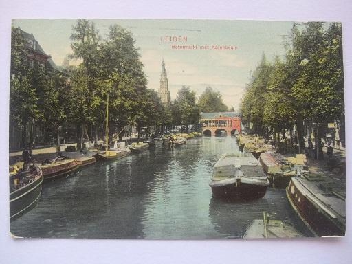 P254 Leiden - Botermarkt met Korenbeurs - 1910, Verzenden, Voor 1920, Gelopen, Zuid-Holland