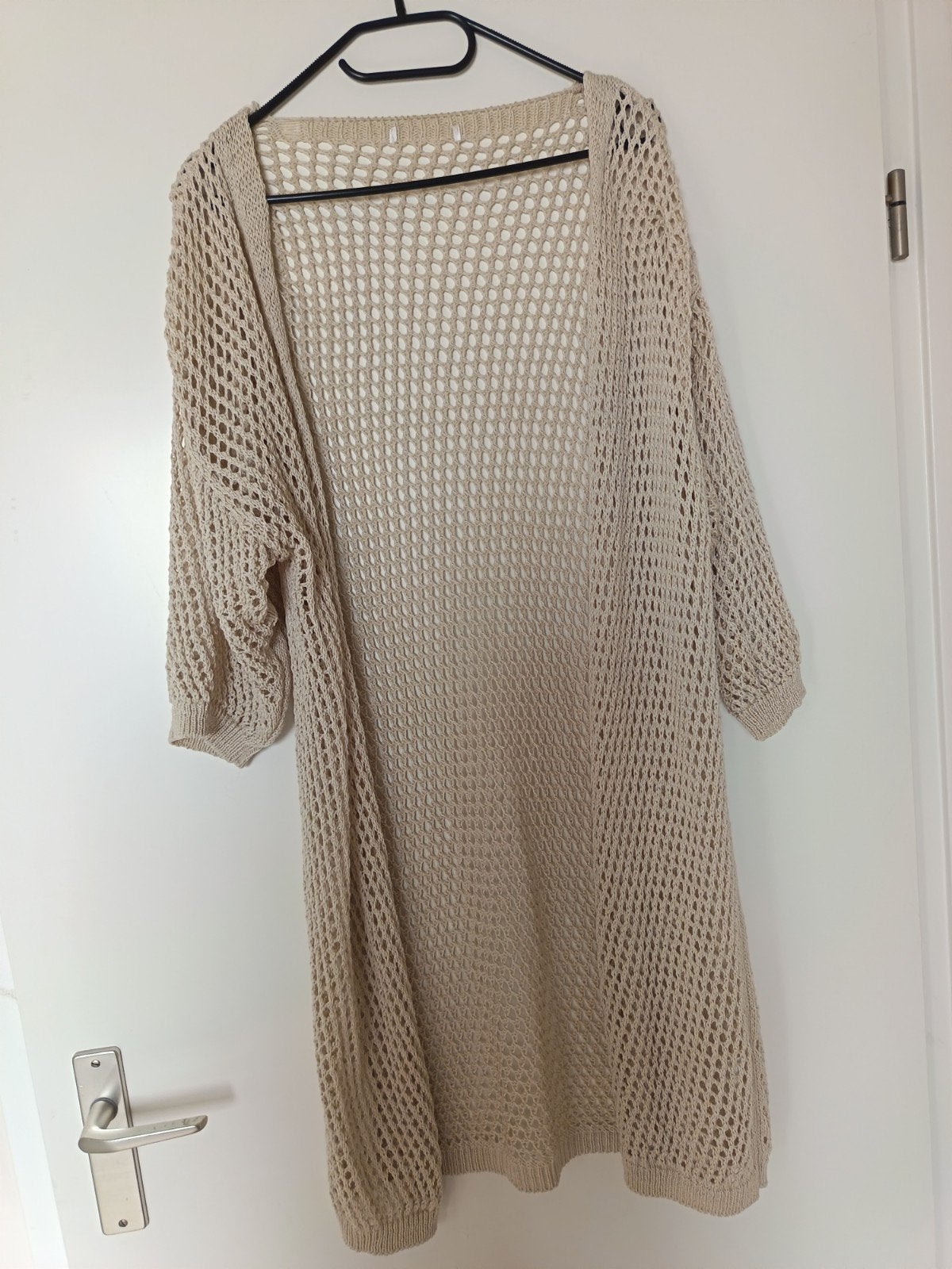Lange gebreide beige vest, one size (tot XL), Beige, Maat 46/48 (XL) of groter, Ophalen of Verzenden, Onbekend