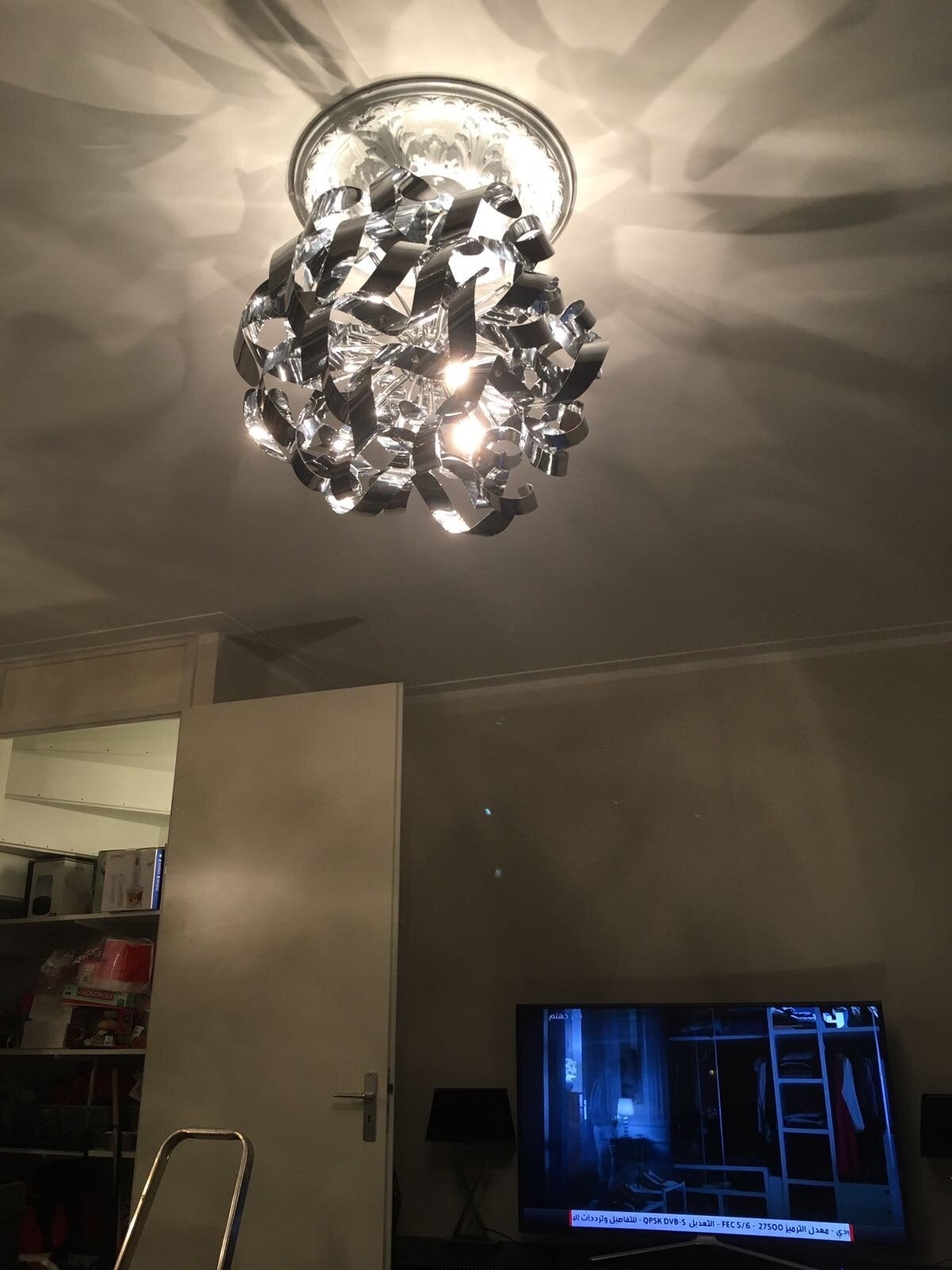 2x Moderne Hanglamp Monaco Chroom - Stijlvolle Verlichting, Ophalen, Zo goed als nieuw, Metaal