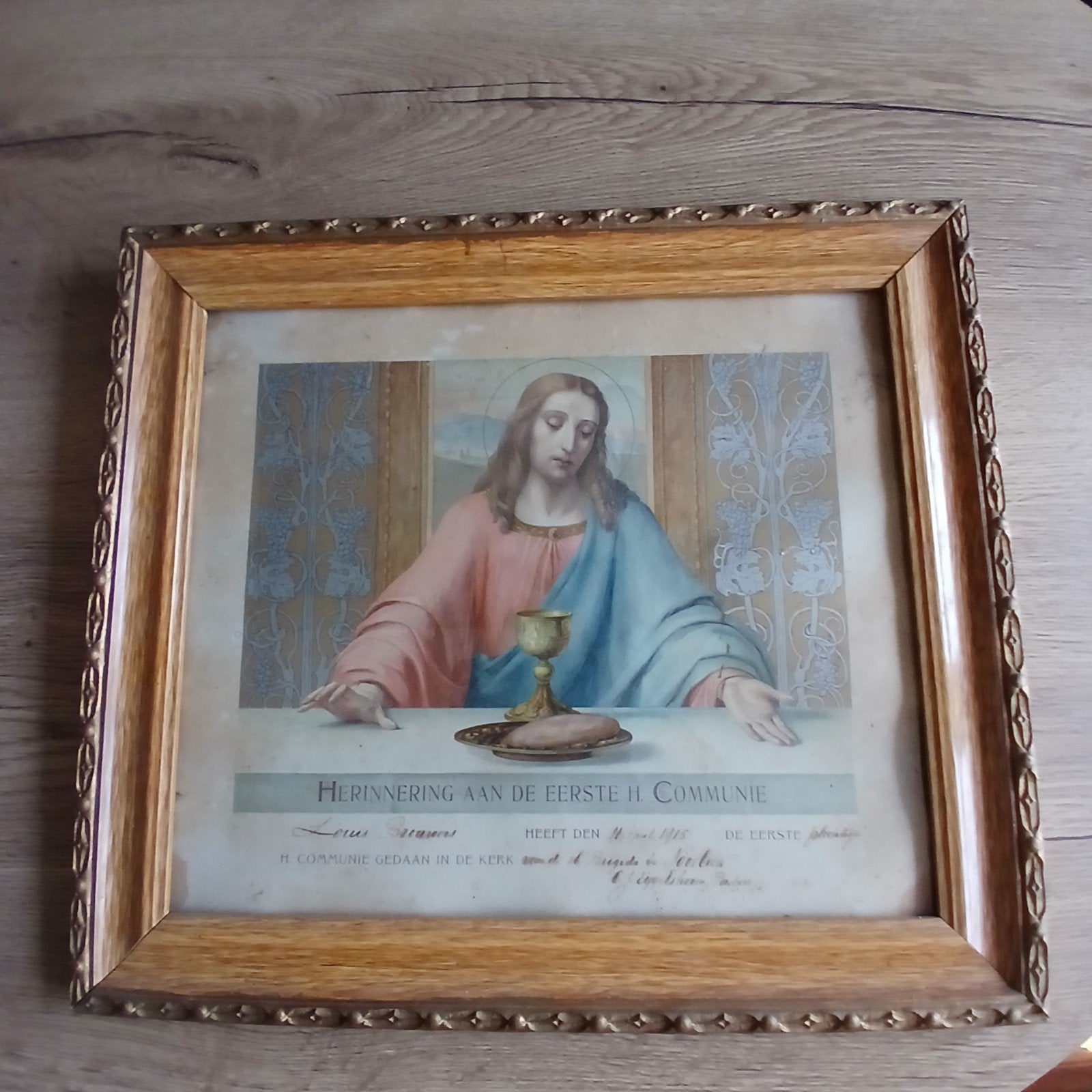 7  Religieuze prenten in lijst, Ophalen
