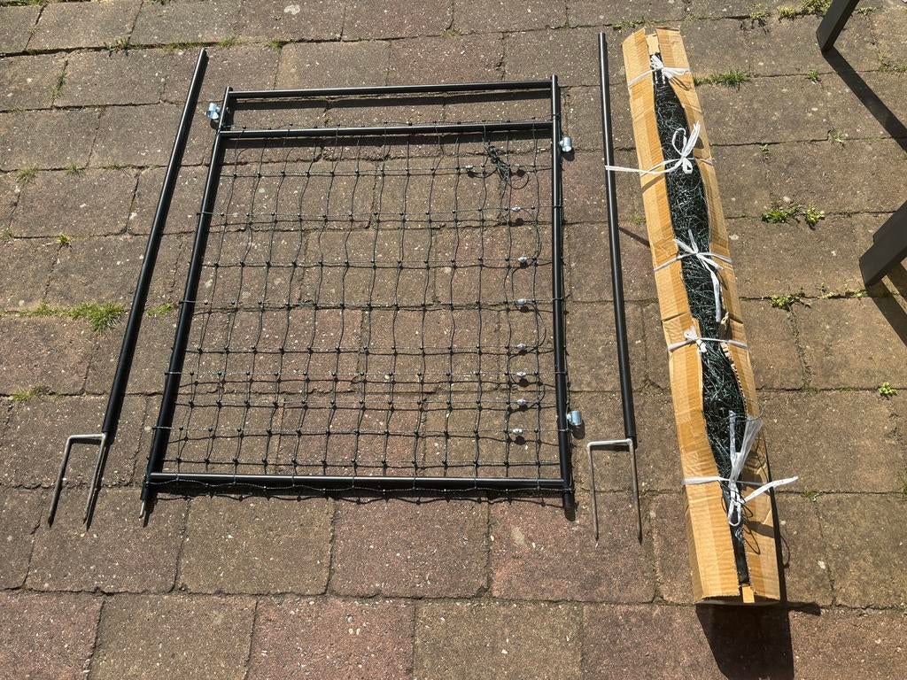 Hondennet, groen, 25 meter lang, 90cm hoog met poort., Ophalen, Zo goed als nieuw