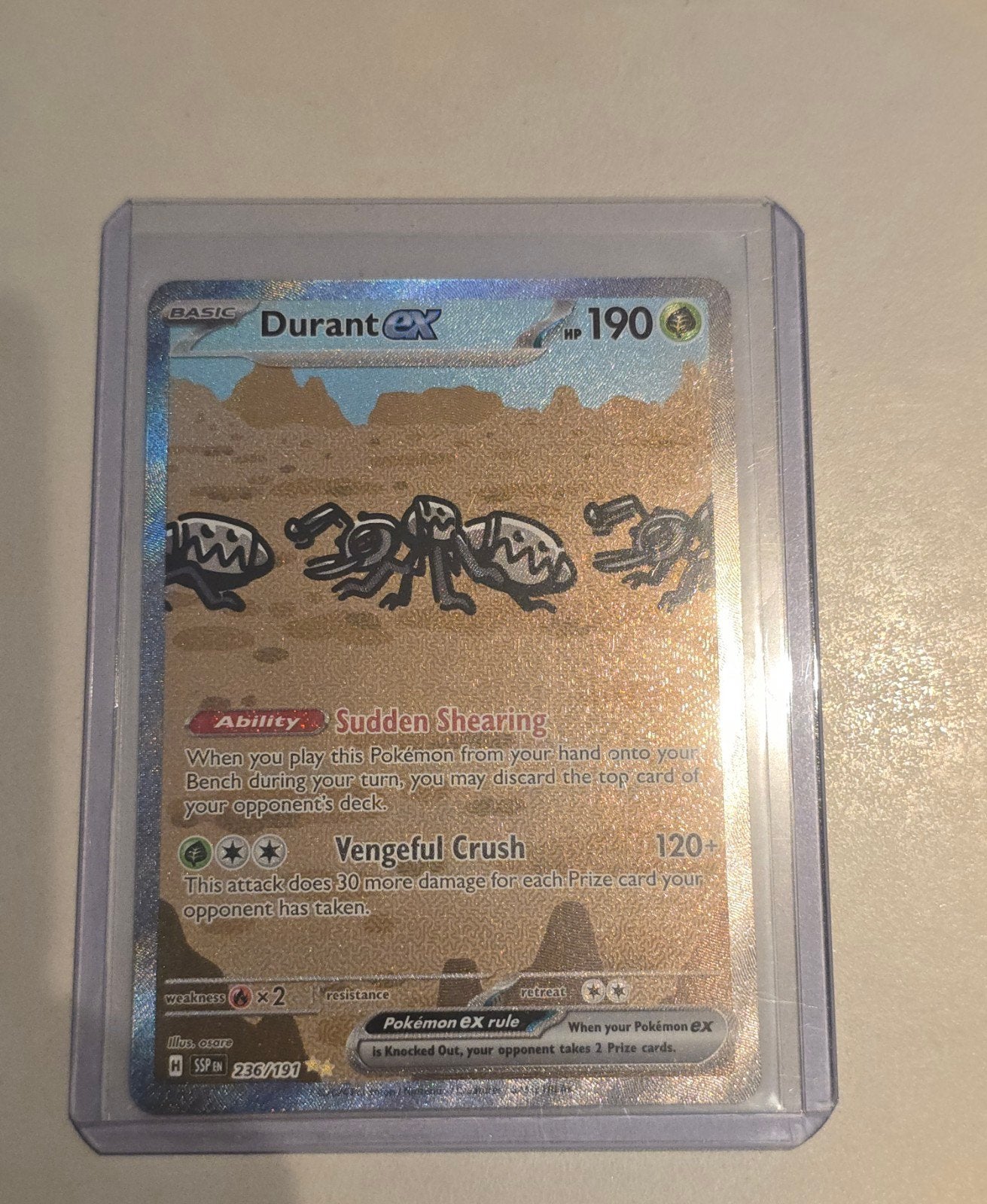 Pokémon Surging Sparks Durant SIR 236/191, Ophalen of Verzenden, Zo goed als nieuw, Losse kaart, Foil