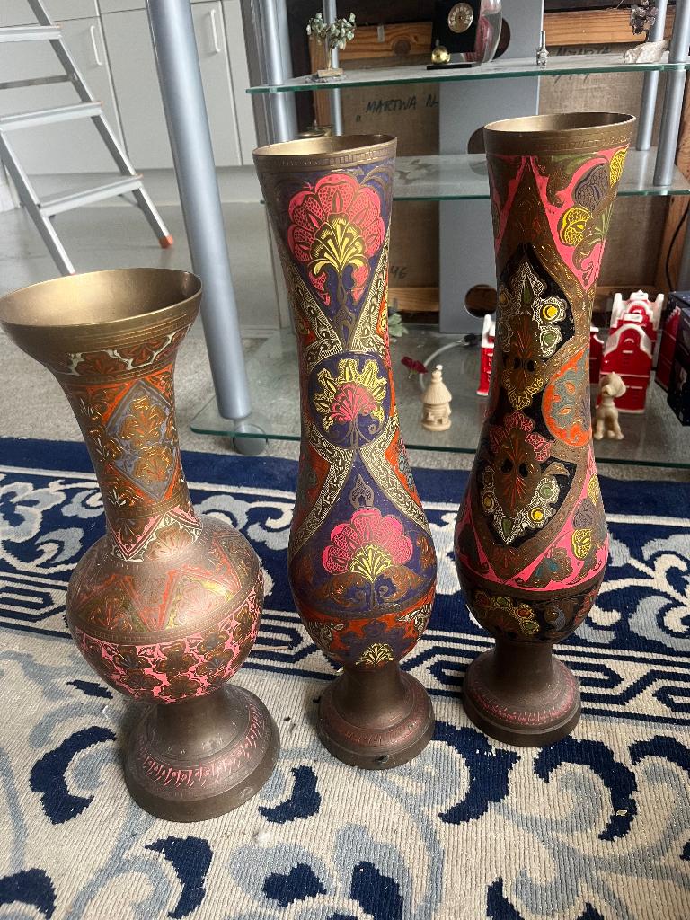 Indische vazen set vintage, Ophalen, Overige materialen, Gebruikt, Overige kleuren